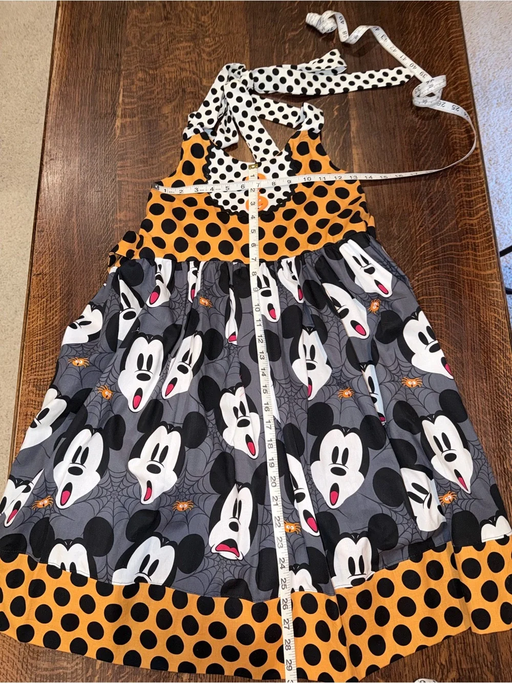 Disney Orange & Black Polka Dot Mickey Halter Dress